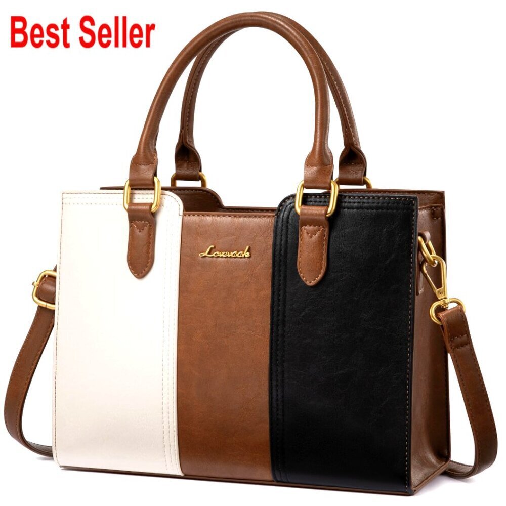 Vintage Leather Shoulder Handbag, Small Crossbody Satchel Purse for Work